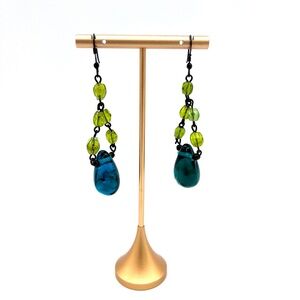 💚 Blue & Green Glass Drop Earrings